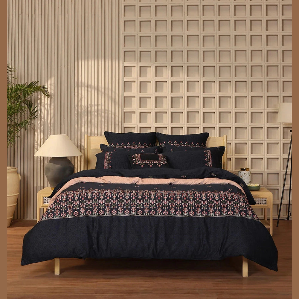 Parure de housse de couette brodée Blue Mall