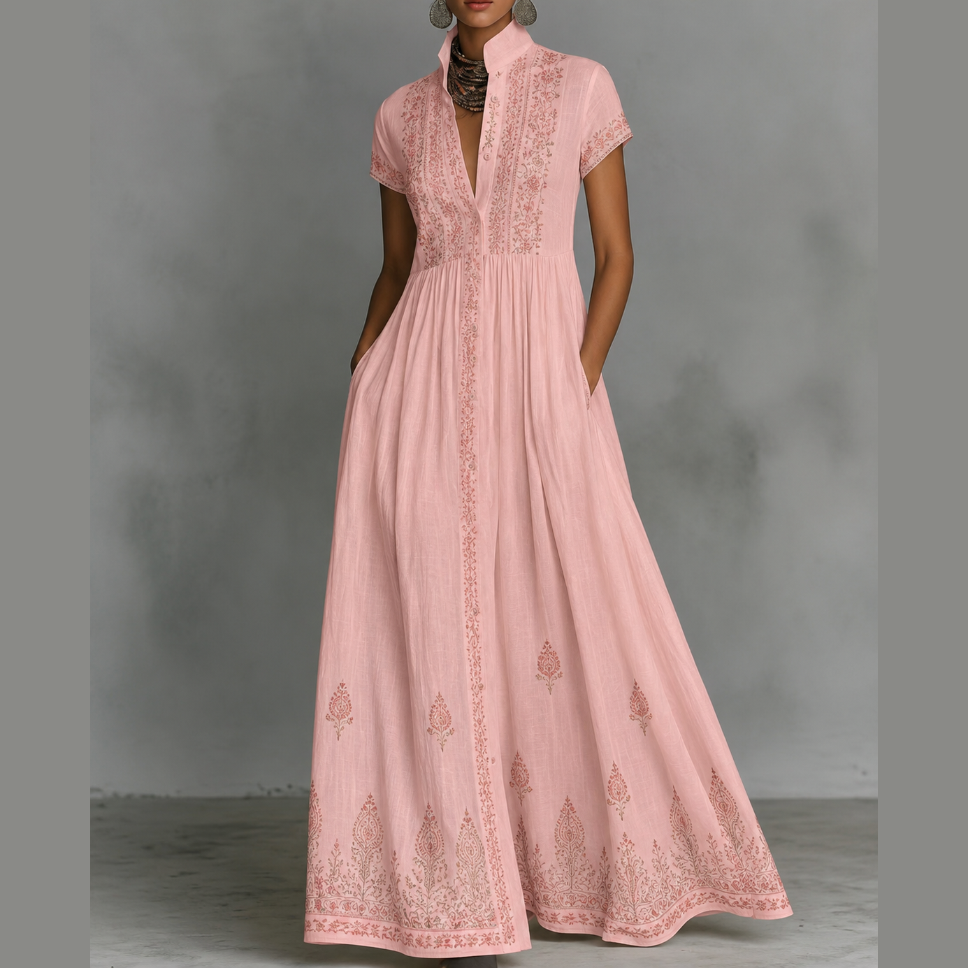 ROSE SAHAR — Robe Longue Brodée