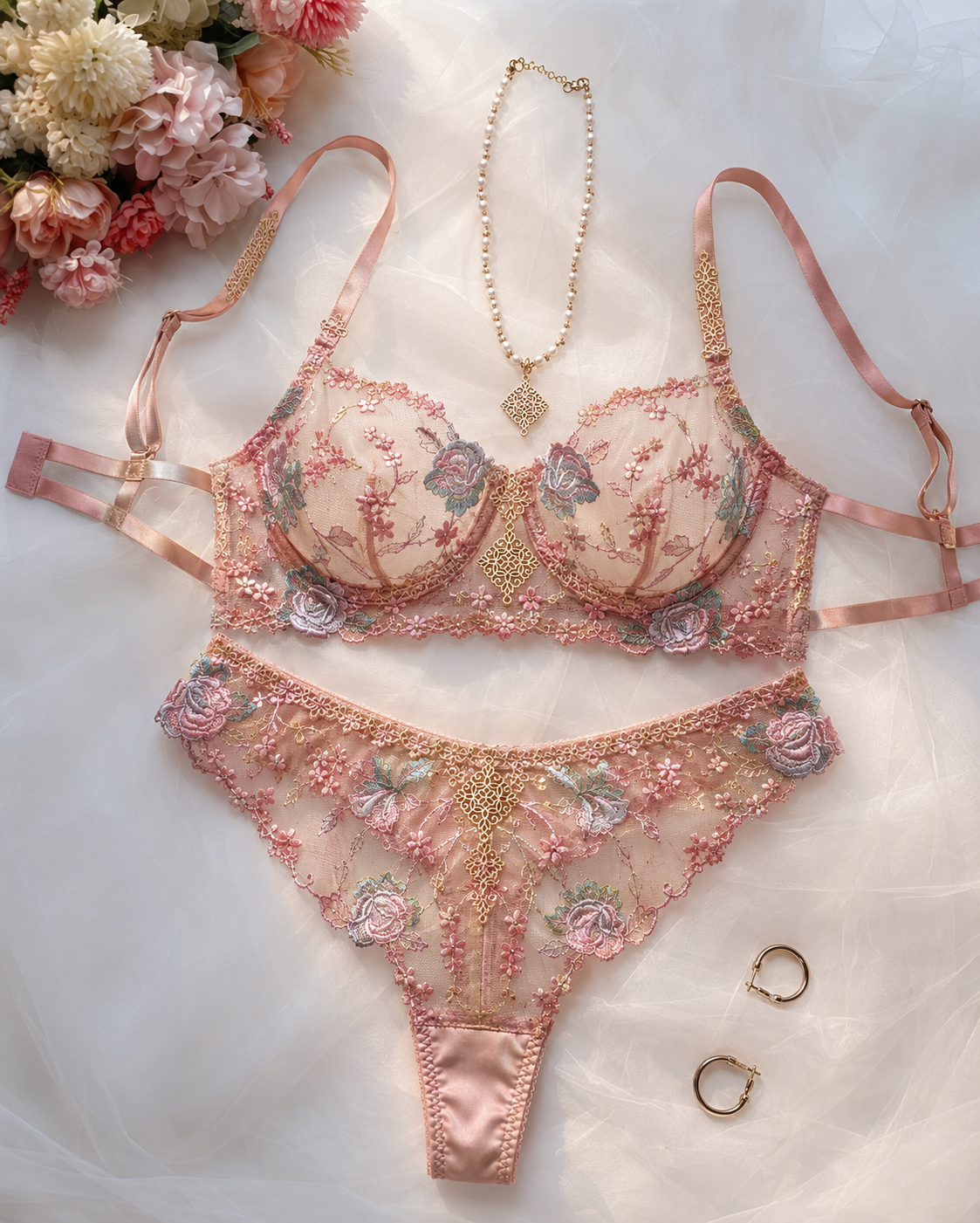 LAHORE BLOOM — Embroidered Lingerie Set