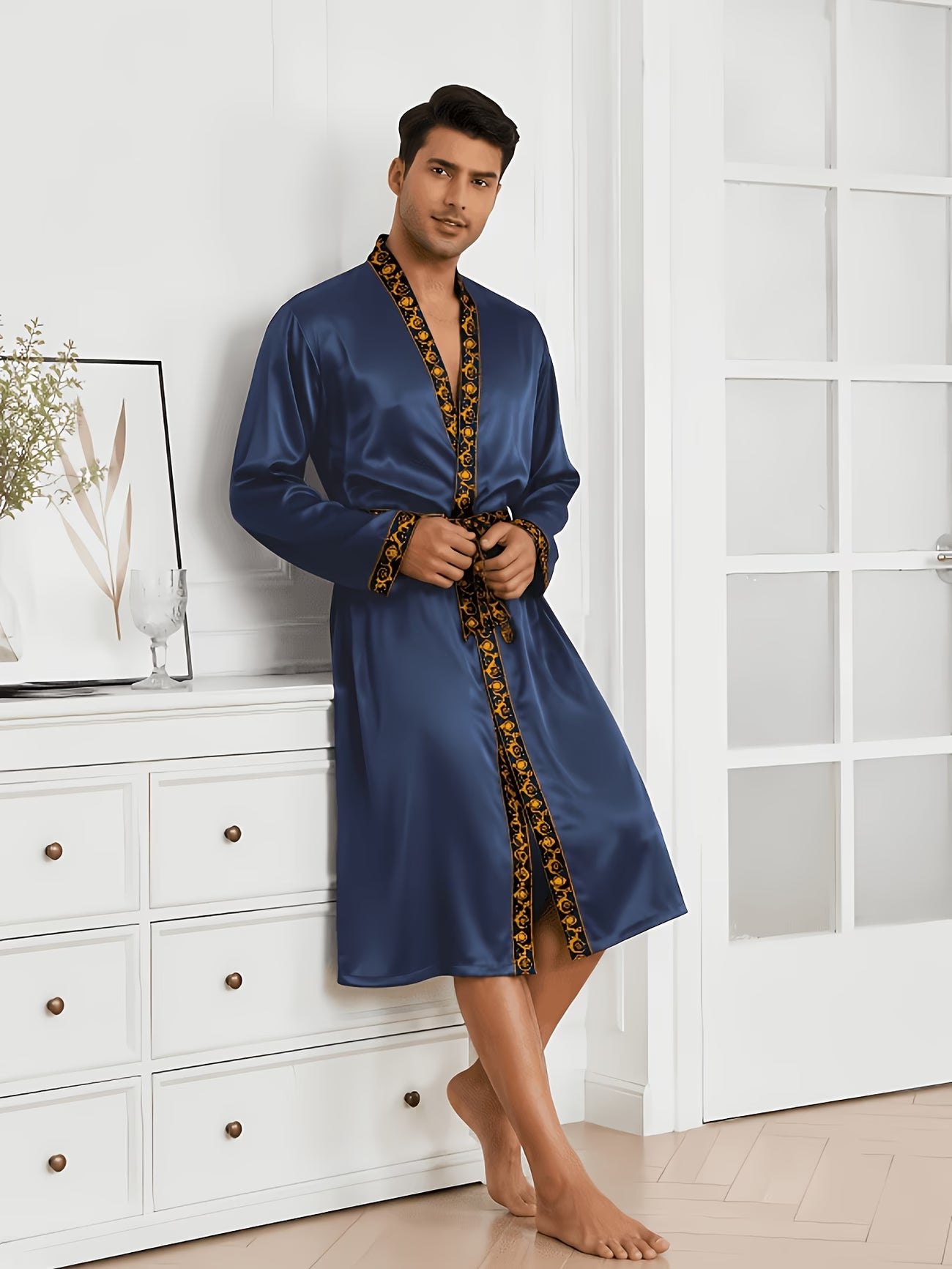 LAHORE ROYAL — Peignoir Satin Brodé Homme