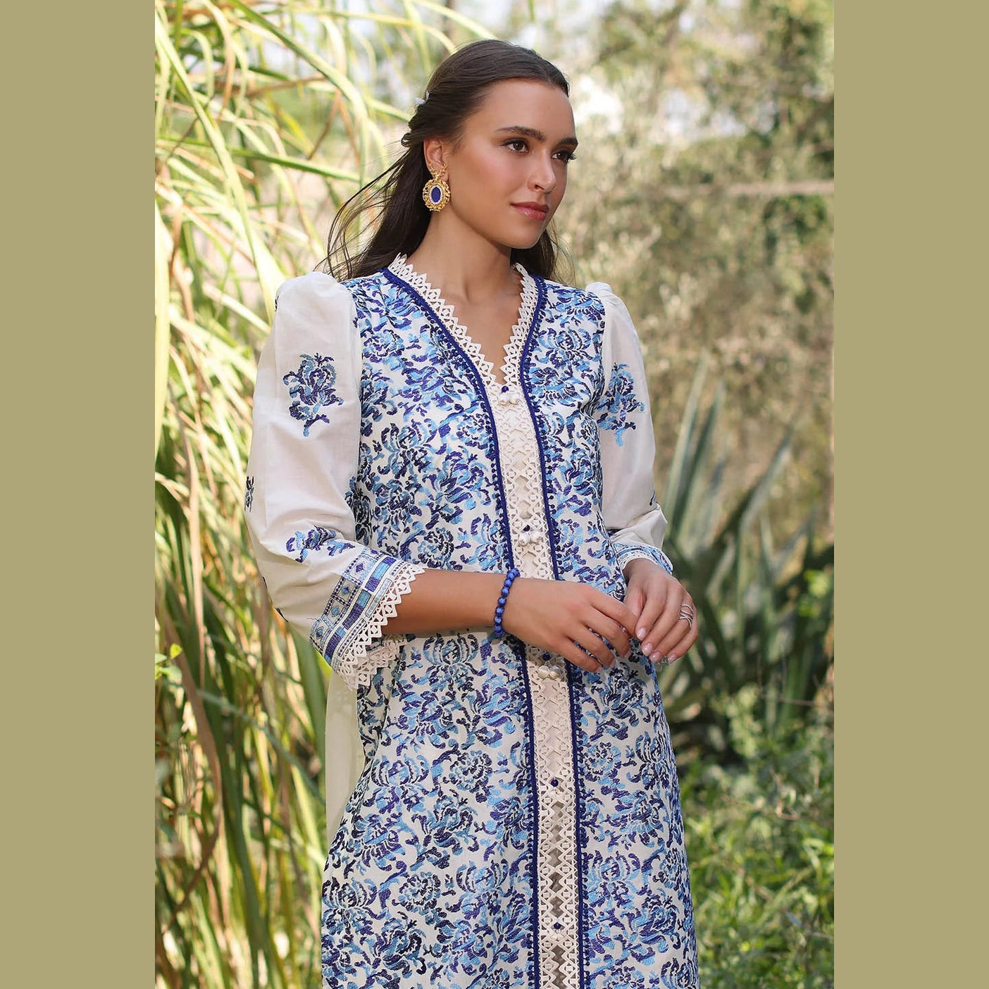 AZURE BLOOM — Ensemble 2 pièces en Lawn brodé